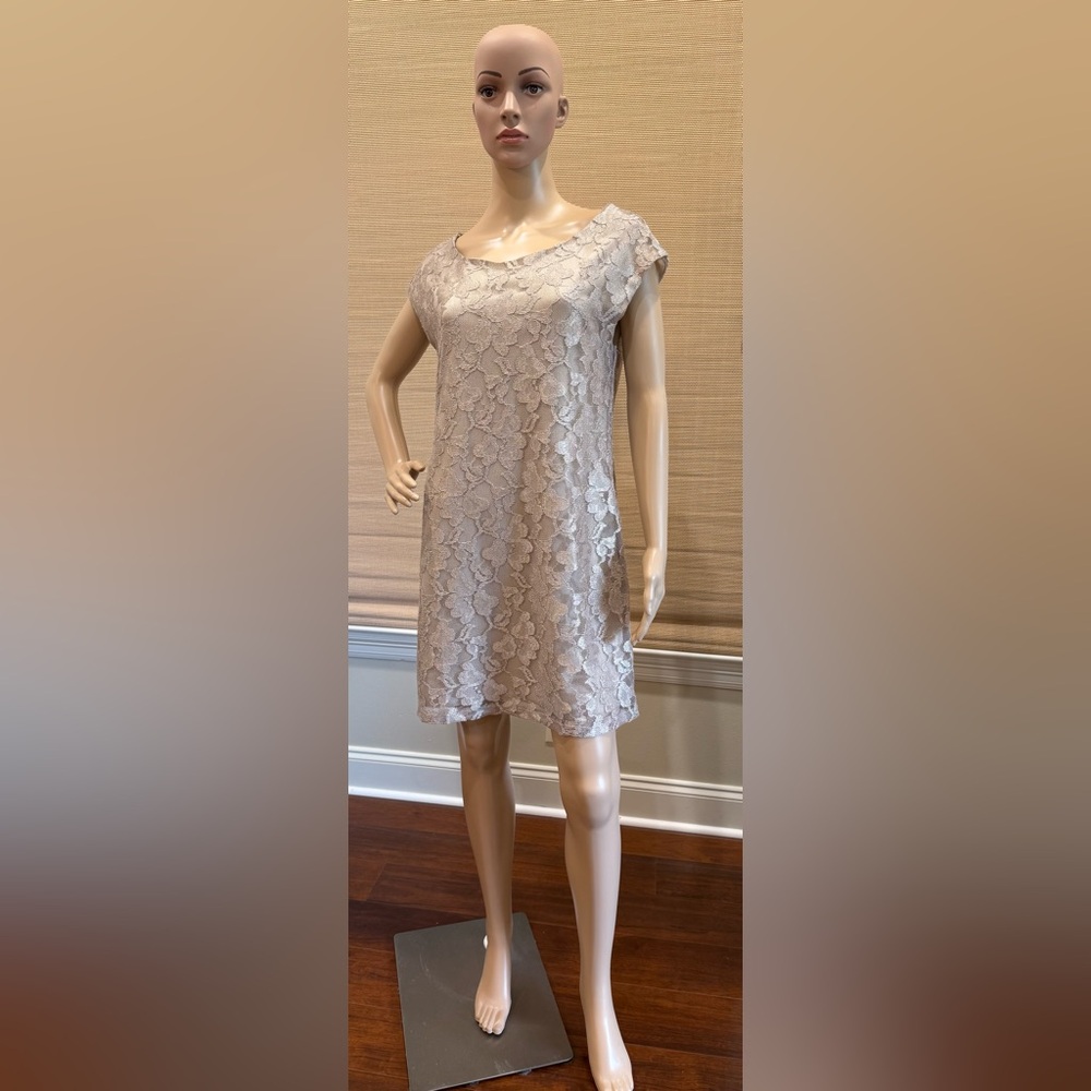 Love Notes Light Gold Lace Overlay Dress Size L
